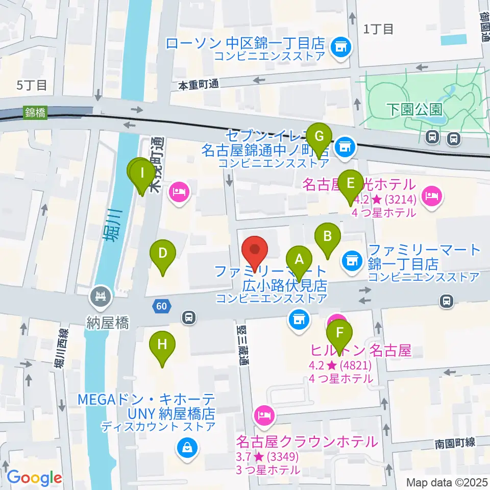 ヤマハミュージック 名古屋店周辺のカフェ一覧地図