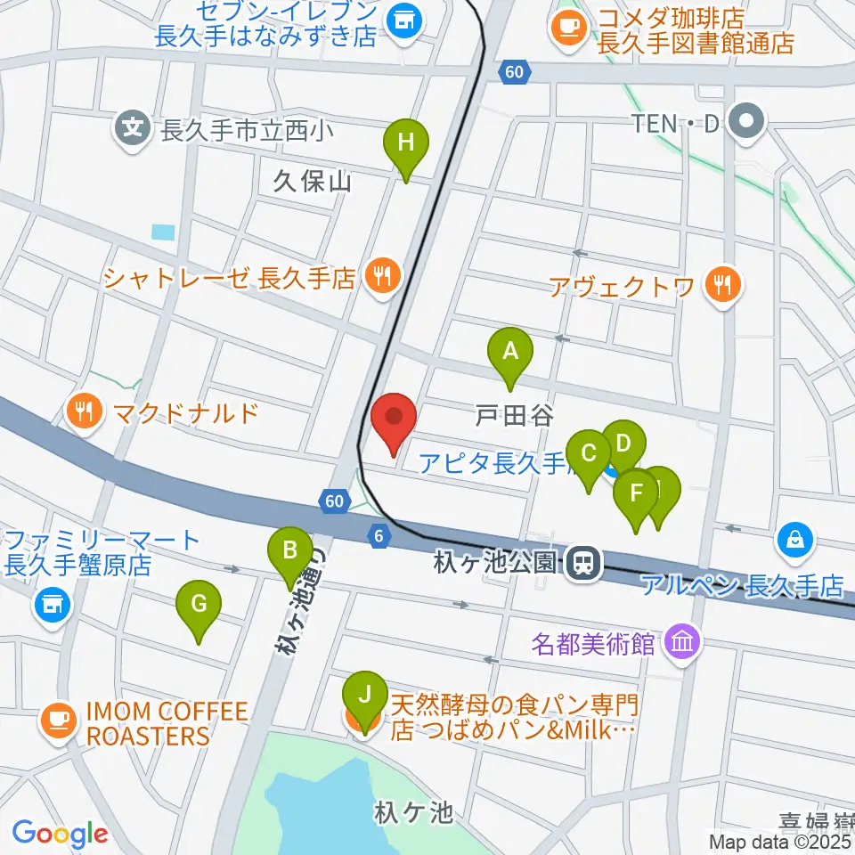 安立ピアノ&ハープ研究所周辺のカフェ一覧地図