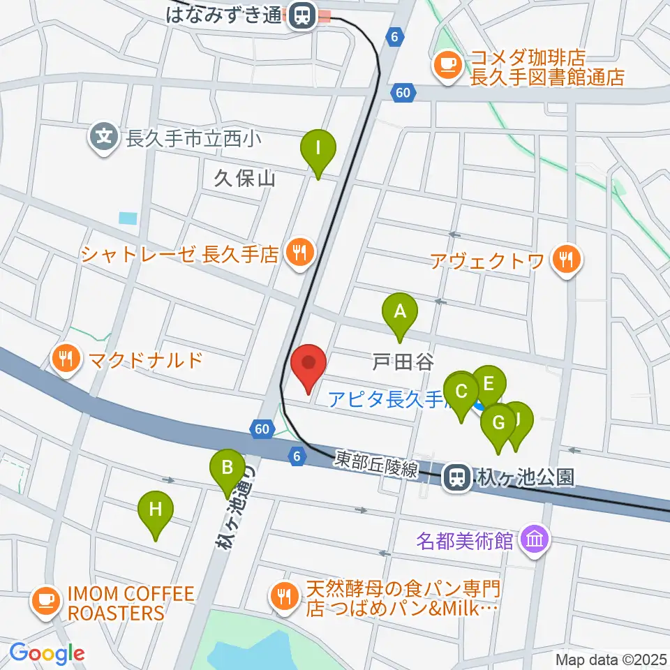 安立ピアノ&ハープ研究所周辺のカフェ一覧地図