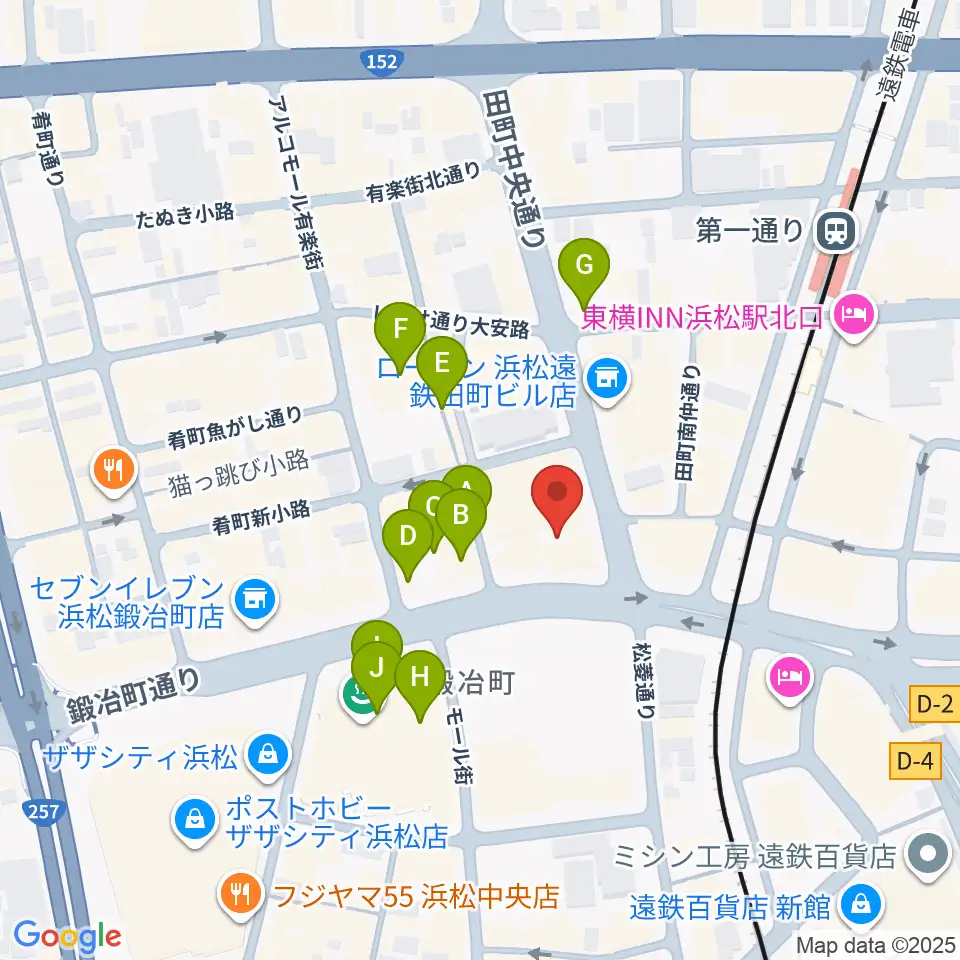 ヤマハミュージック 浜松店周辺のカフェ一覧地図