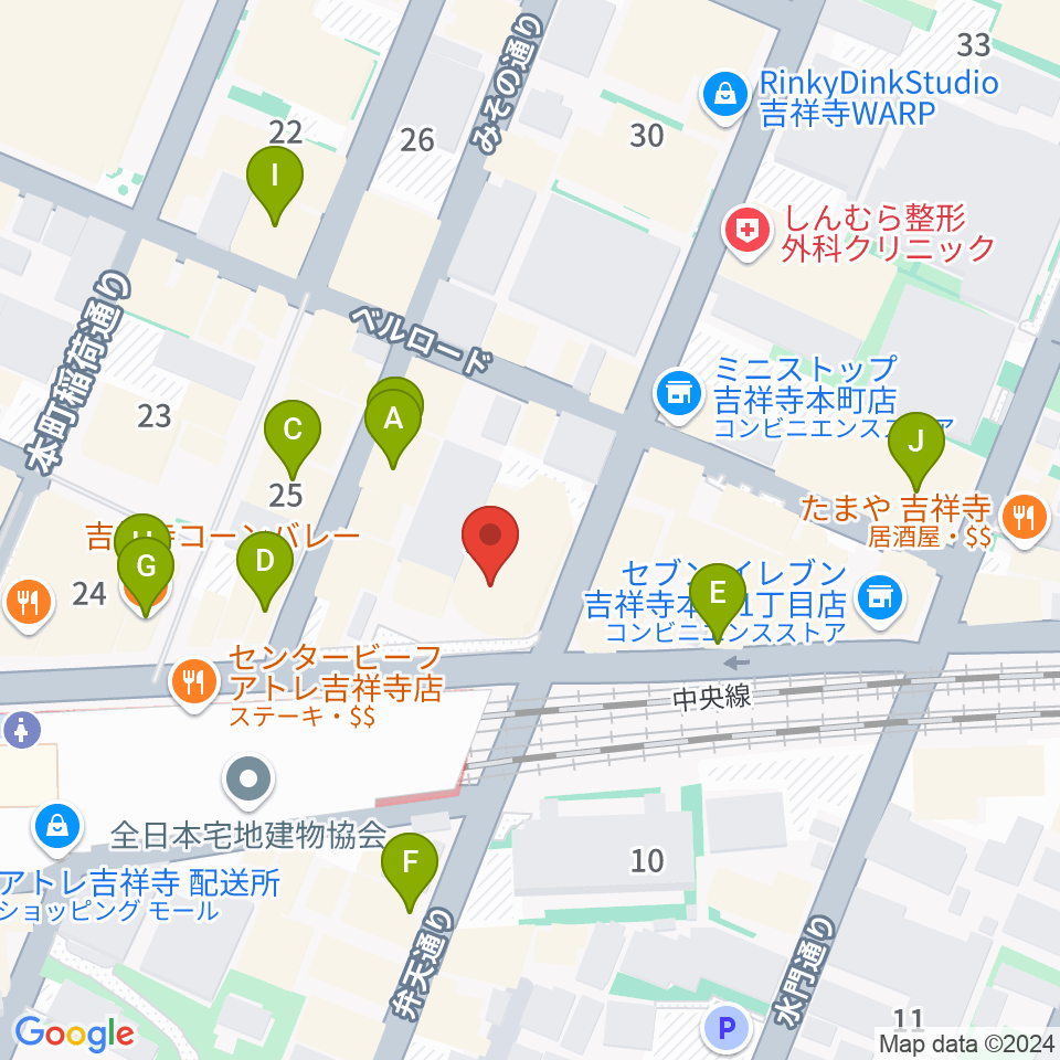 シャコンヌ東京吉祥寺店周辺のカフェ一覧地図