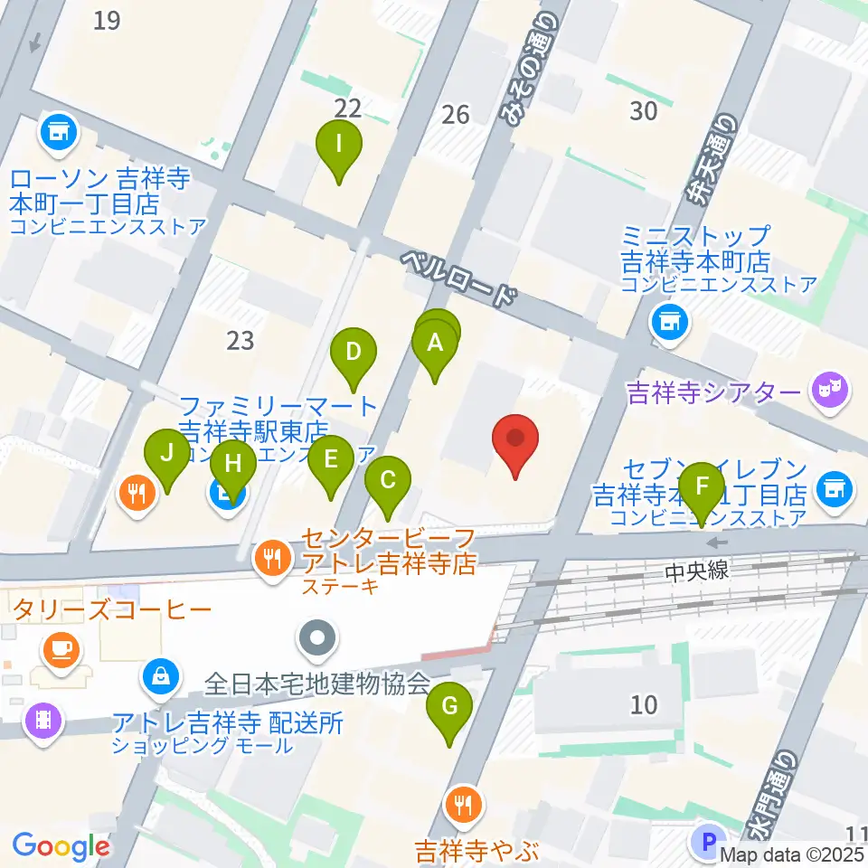 シャコンヌ東京吉祥寺店周辺のカフェ一覧地図