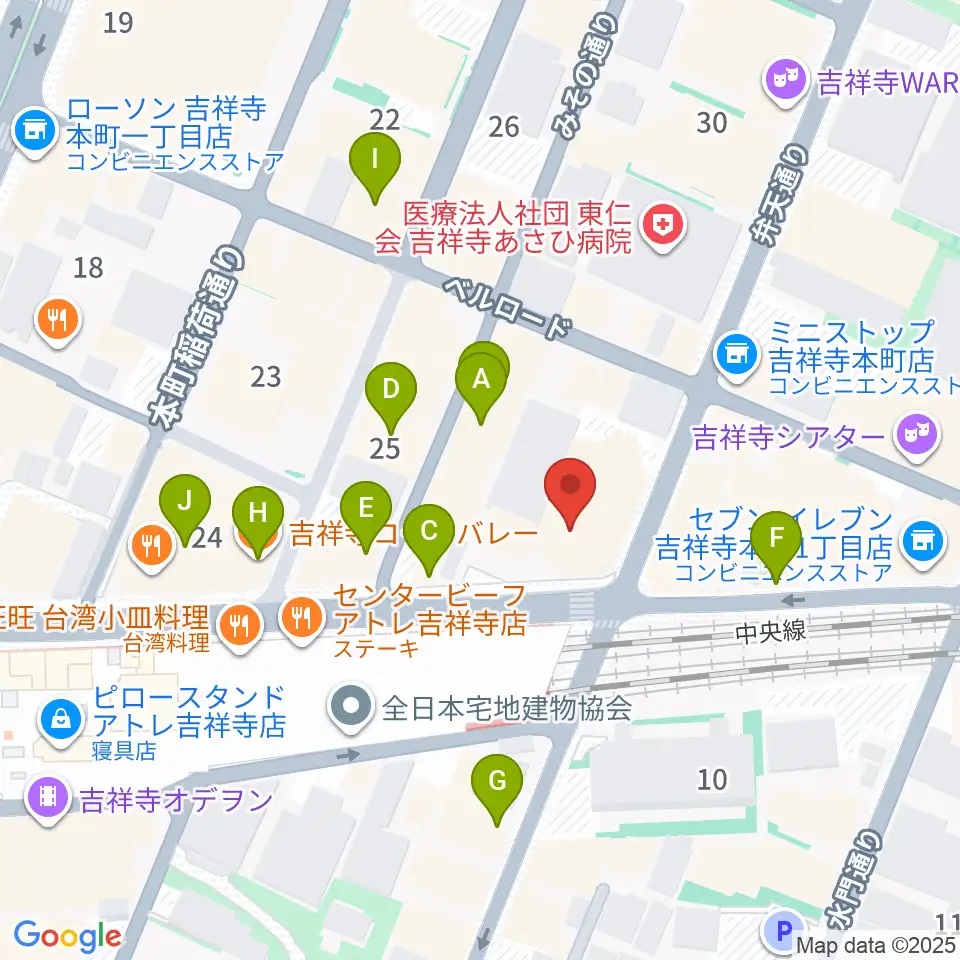 シャコンヌ東京吉祥寺店周辺のカフェ一覧地図