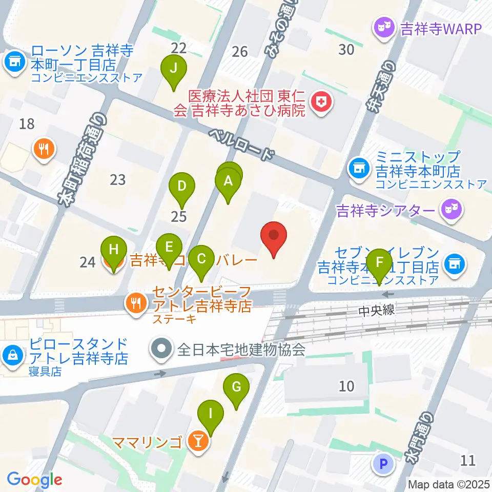 シャコンヌ東京吉祥寺店周辺のカフェ一覧地図
