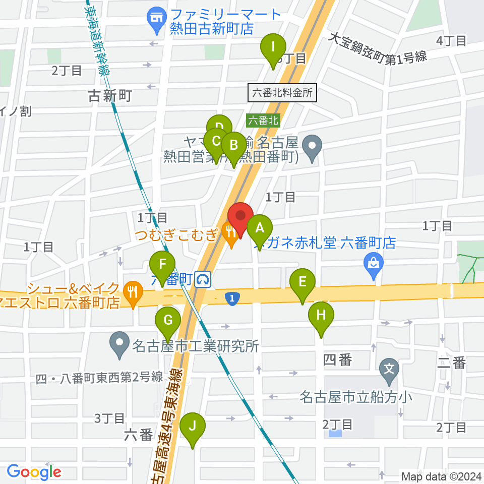 熱田センター ヤマハミュージック周辺のカフェ一覧地図
