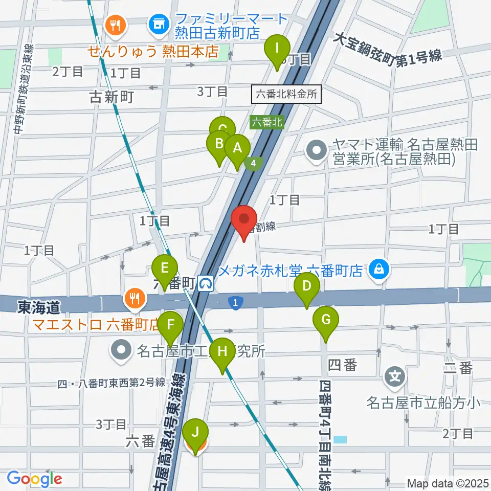 熱田センター ヤマハミュージック周辺のカフェ一覧地図