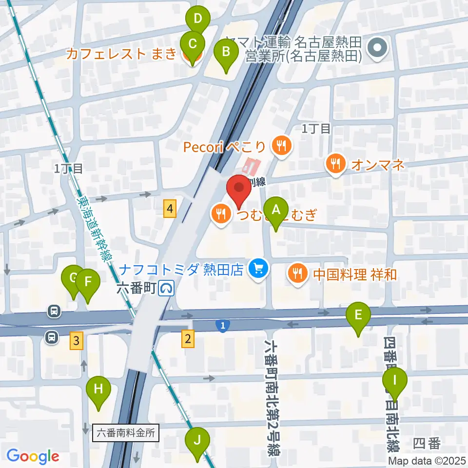 熱田センター ヤマハミュージック周辺のカフェ一覧地図