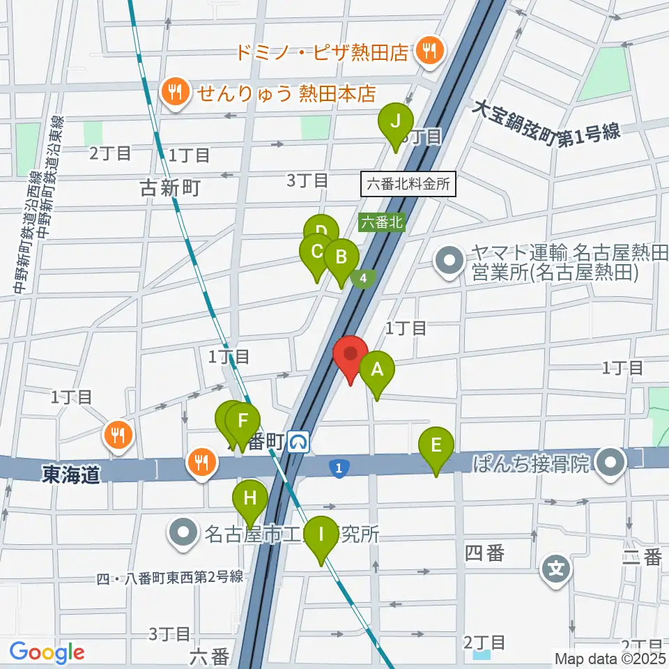 熱田センター ヤマハミュージック周辺のカフェ一覧地図