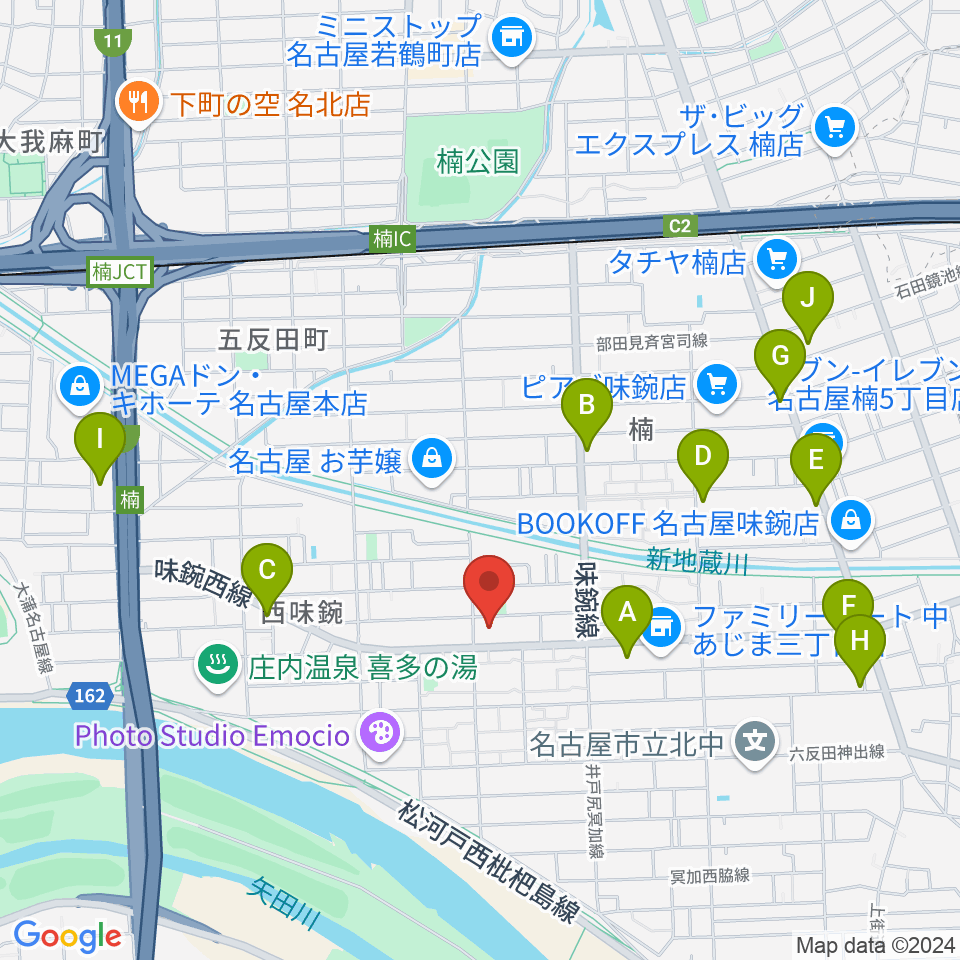 味鋺音楽センター ヤマハミュージック周辺のカフェ一覧地図