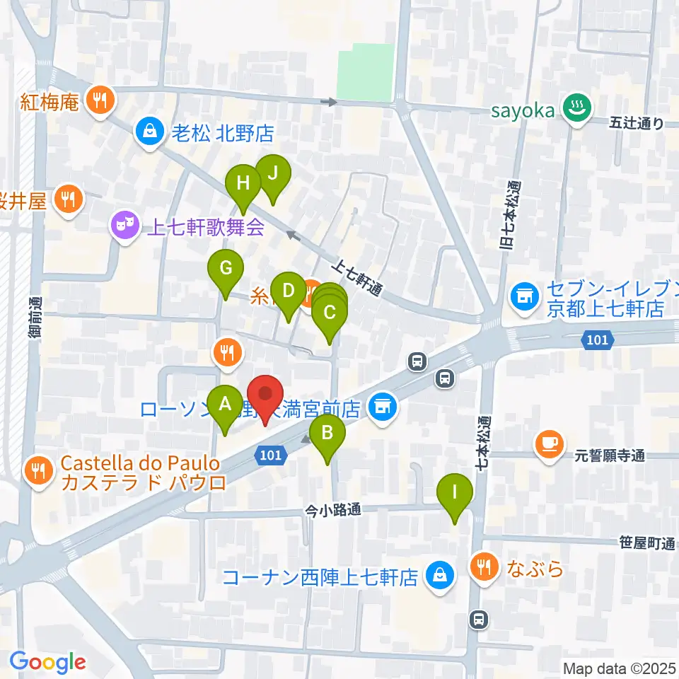 上手楽器周辺のカフェ一覧地図