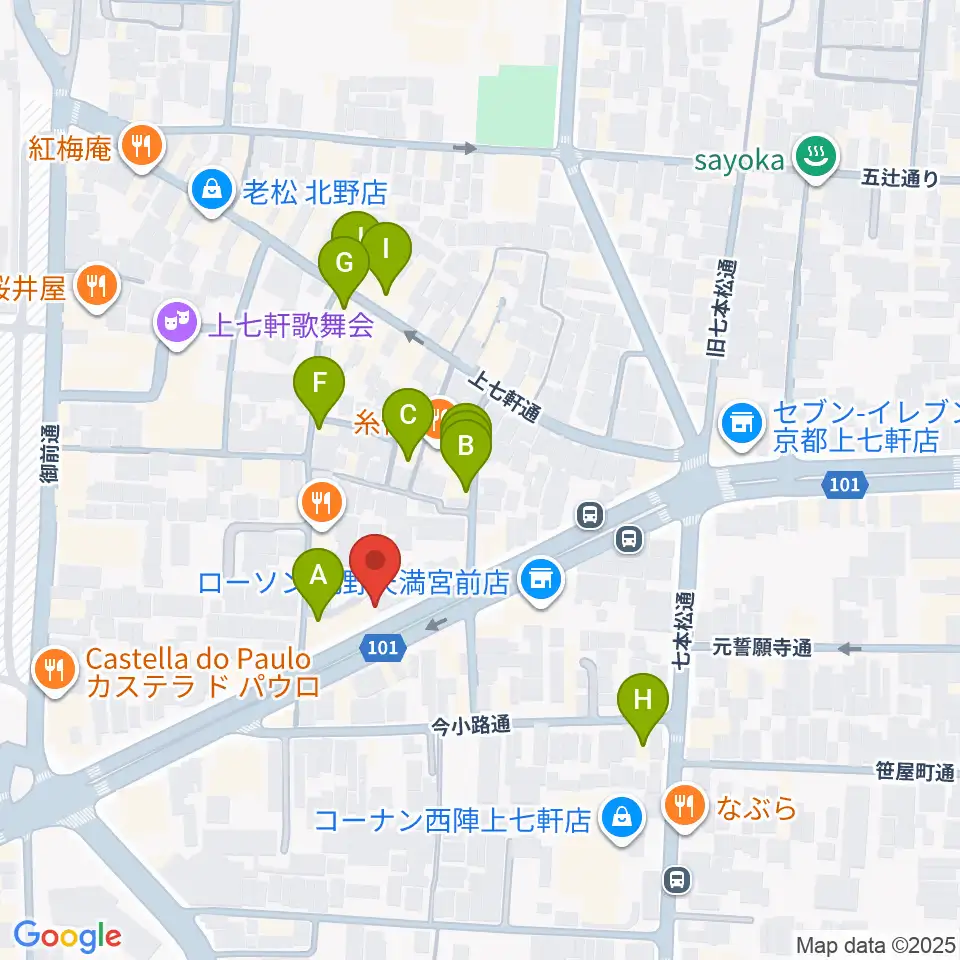 上手楽器周辺のカフェ一覧地図