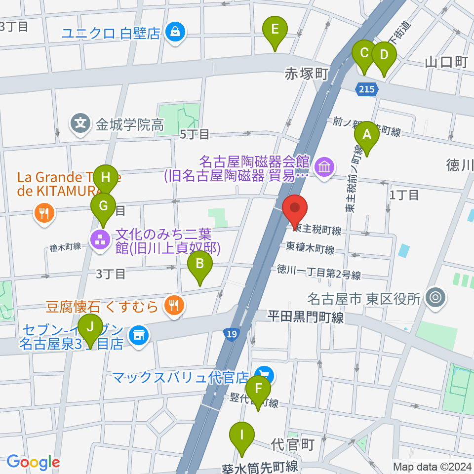 徳川センター ヤマハミュージック周辺のカフェ一覧地図