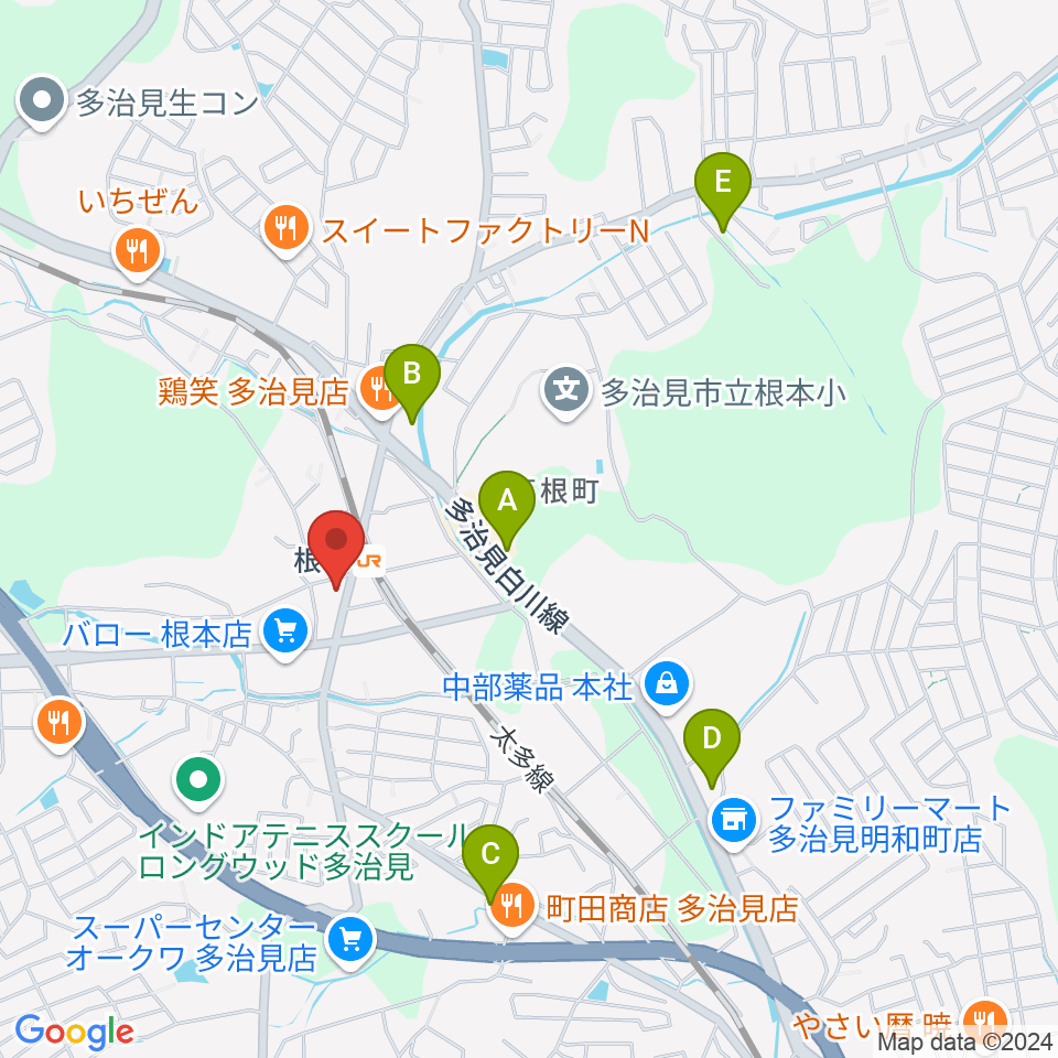 ミューズイワマ 根本店周辺のカフェ一覧地図