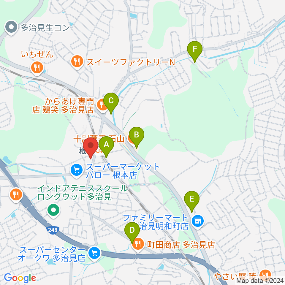 ミューズイワマ 根本店周辺のカフェ一覧地図