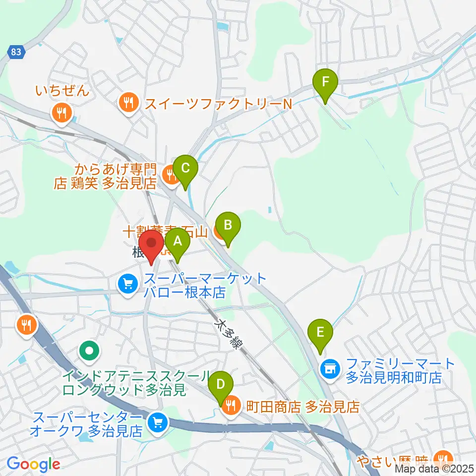 ミューズイワマ 根本店周辺のカフェ一覧地図