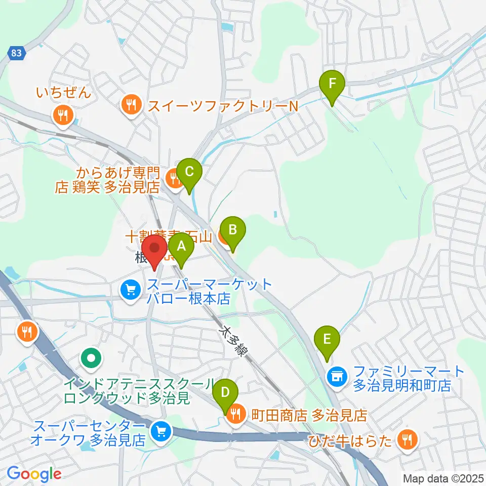 ミューズイワマ 根本店周辺のカフェ一覧地図