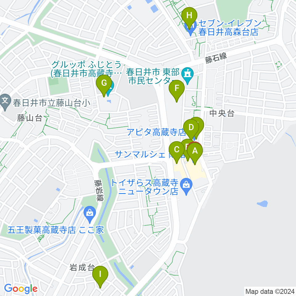 サンマルシェセンター ヤマハミュージック周辺のカフェ一覧地図