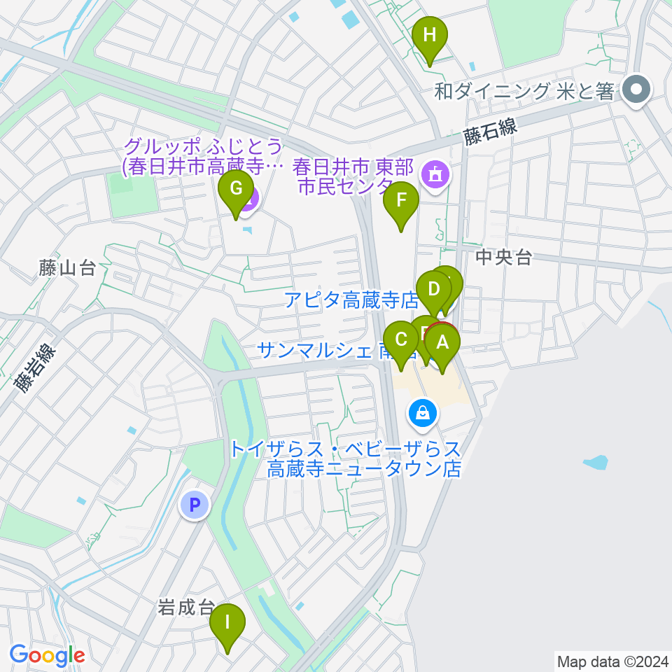 サンマルシェセンター ヤマハミュージック周辺のカフェ一覧地図