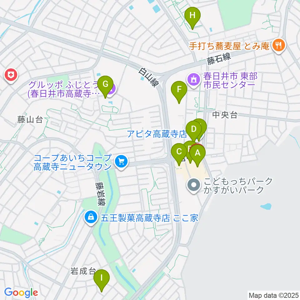 サンマルシェセンター ヤマハミュージック周辺のカフェ一覧地図