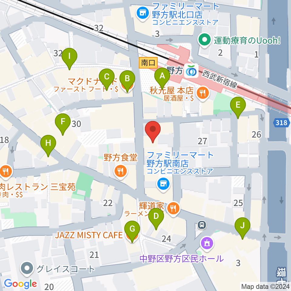 Iwoo NOGATA周辺のカフェ一覧地図