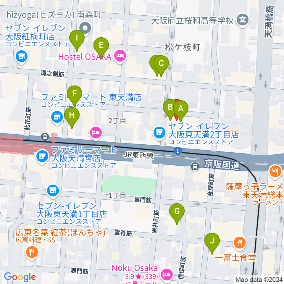 フレット楽器ヤマサキ周辺のカフェ一覧地図