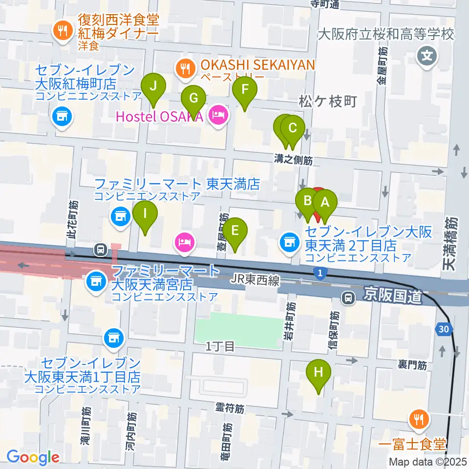フレット楽器ヤマサキ周辺のカフェ一覧地図