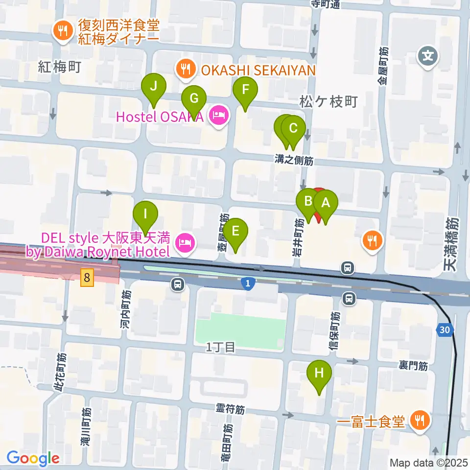 フレット楽器ヤマサキ周辺のカフェ一覧地図