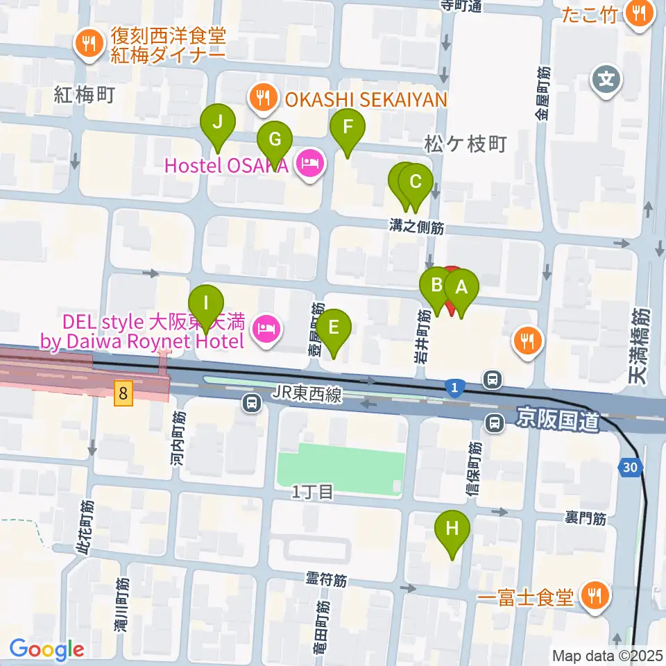 フレット楽器ヤマサキ周辺のカフェ一覧地図
