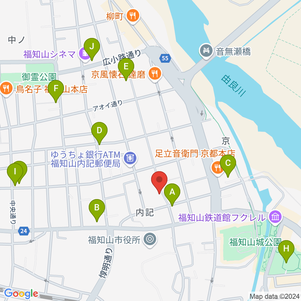 三字屋楽器店周辺のカフェ一覧地図