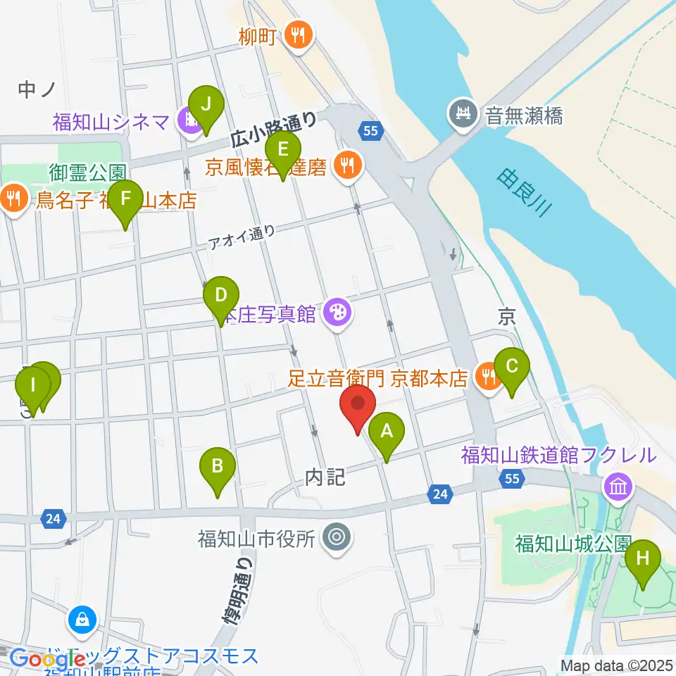 三字屋楽器店周辺のカフェ一覧地図