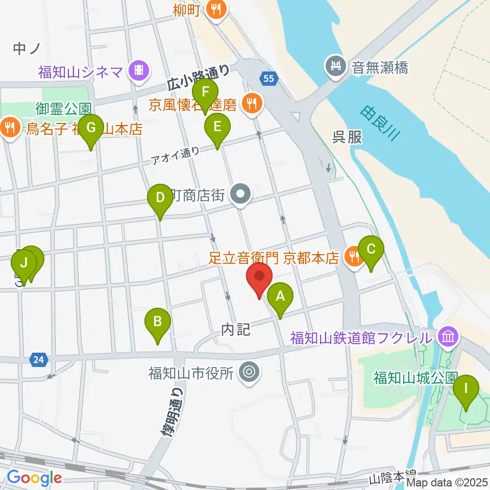 三字屋楽器店周辺のカフェ一覧地図