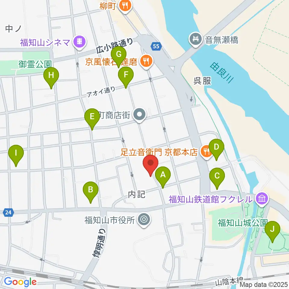 三字屋楽器店周辺のカフェ一覧地図