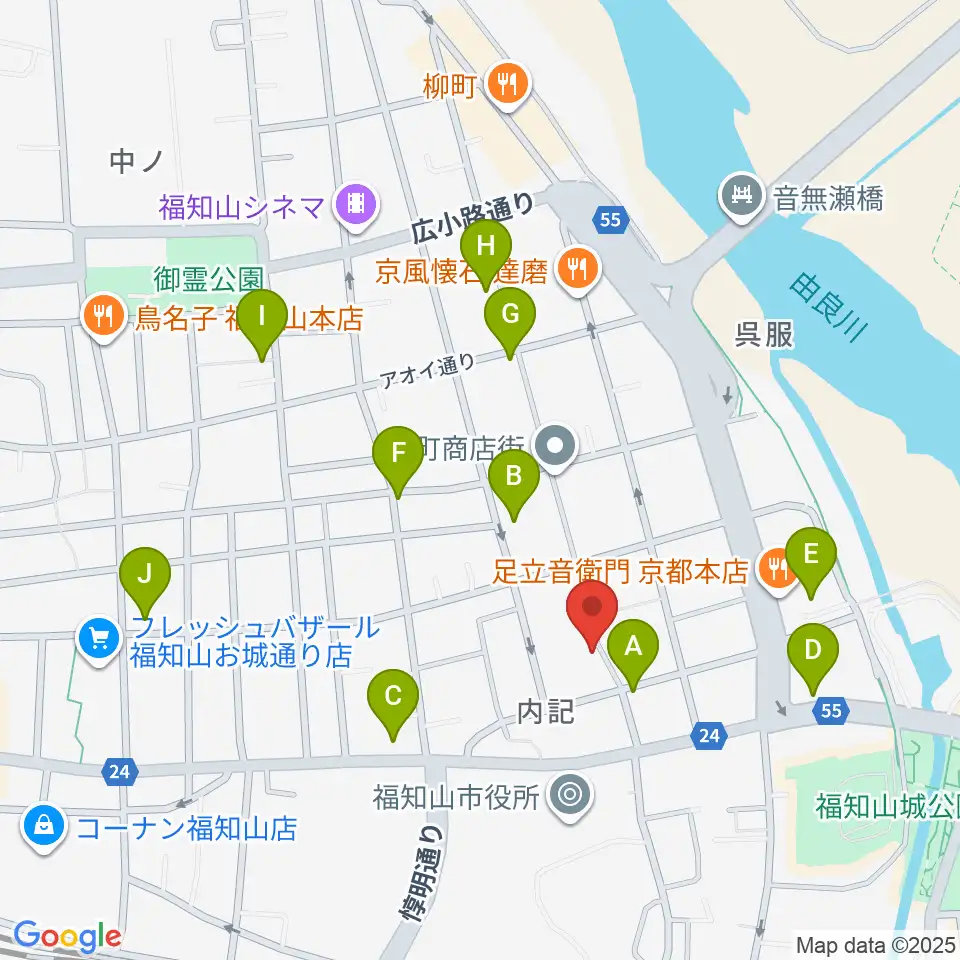 三字屋楽器店周辺のカフェ一覧地図