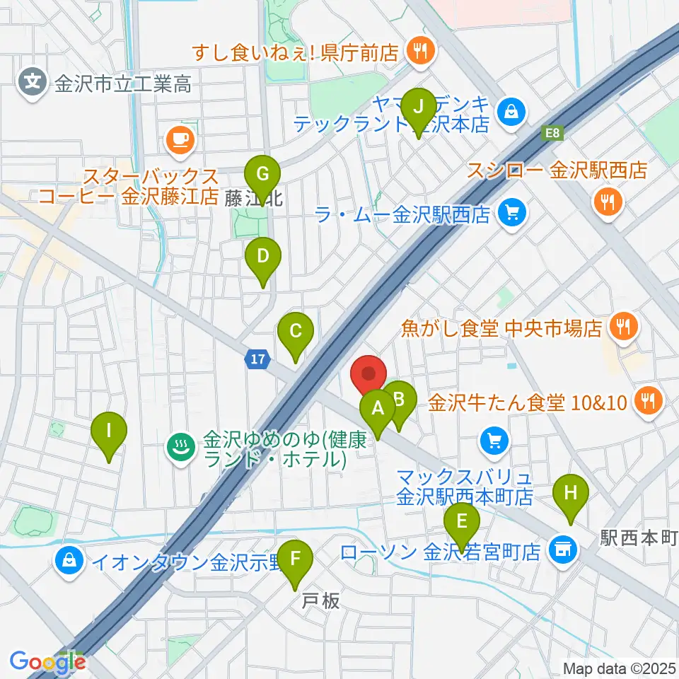 MPC 楽器センター金沢周辺のカフェ一覧地図