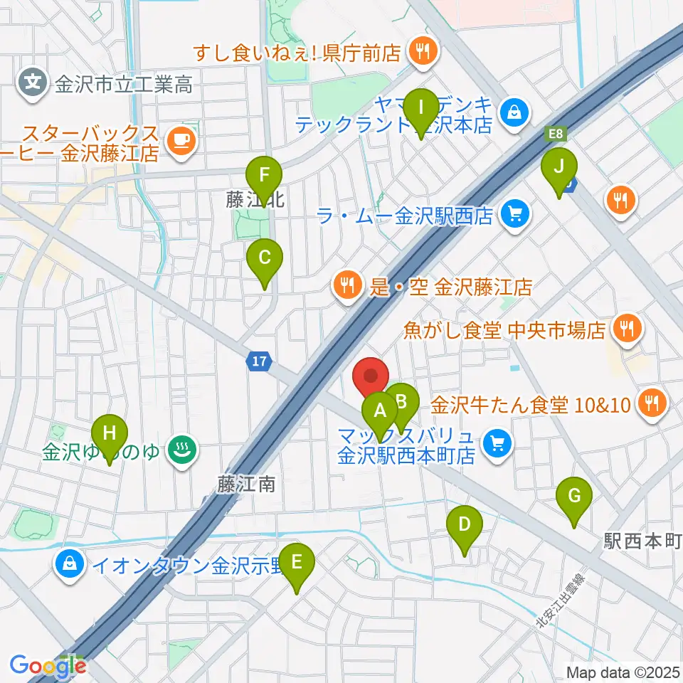 MPC 楽器センター金沢周辺のカフェ一覧地図