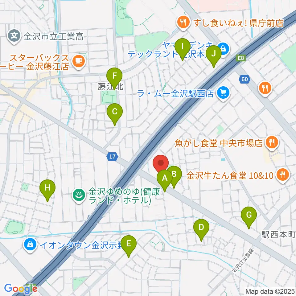 MPC 楽器センター金沢周辺のカフェ一覧地図