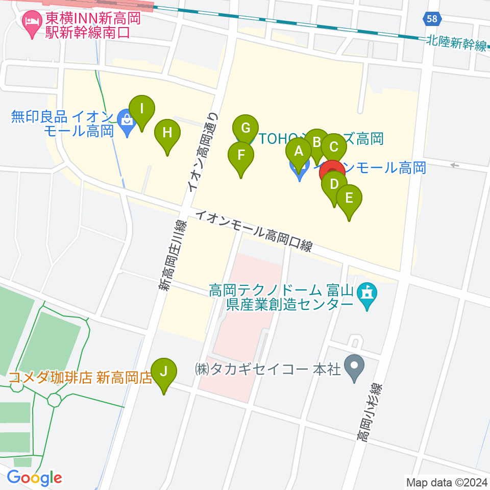 MPC楽器センター高岡 スタジオ周辺のカフェ一覧地図