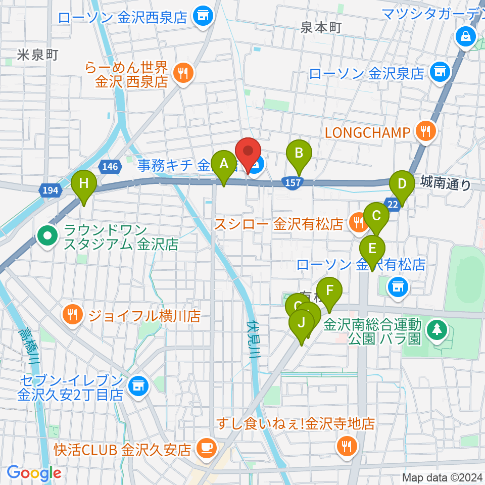 開進堂楽器 MPC金沢周辺のカフェ一覧地図