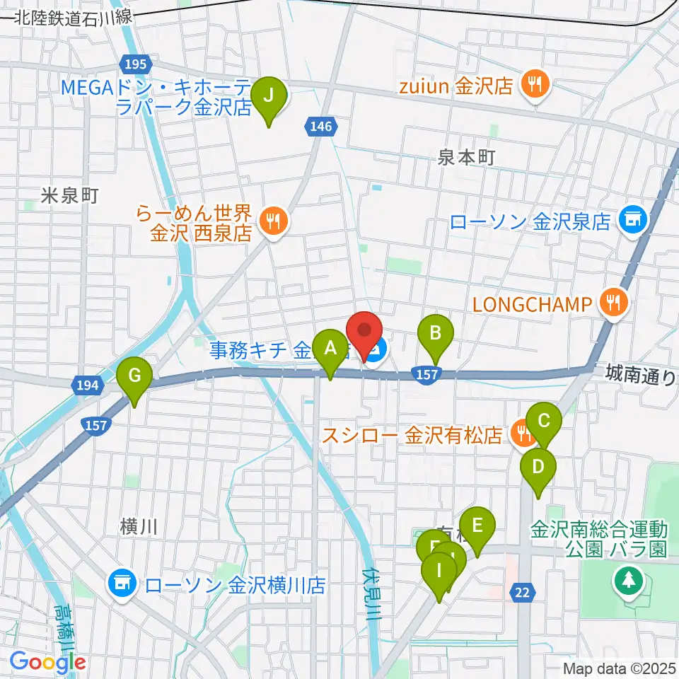 開進堂楽器 MPC金沢周辺のカフェ一覧地図