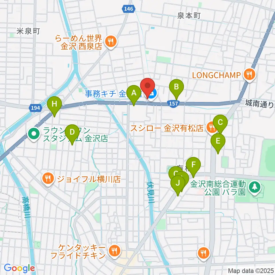 開進堂楽器 MPC金沢周辺のカフェ一覧地図