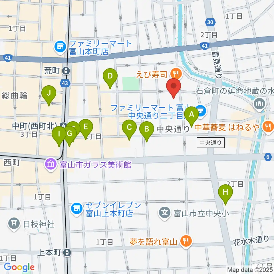 MPC富山周辺のカフェ一覧地図