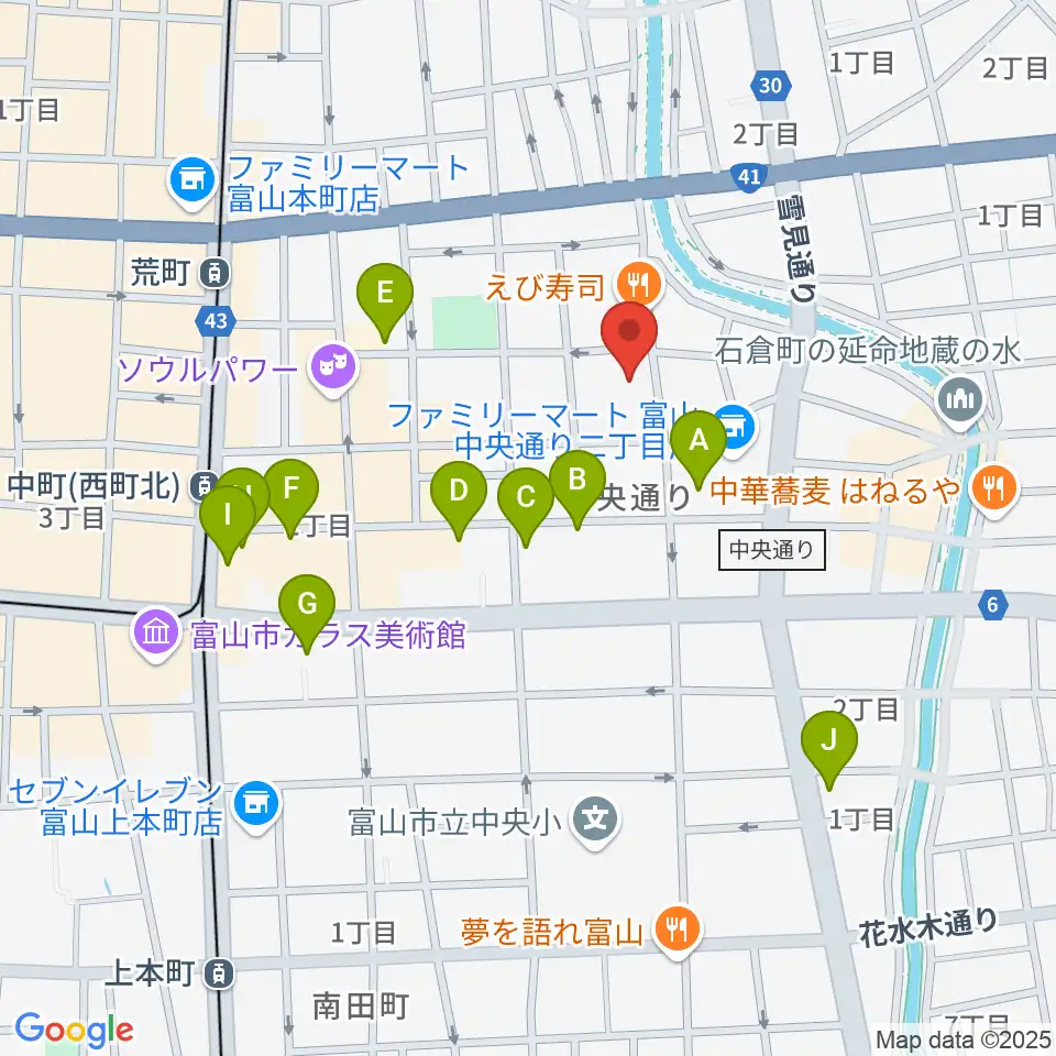 MPC富山周辺のカフェ一覧地図