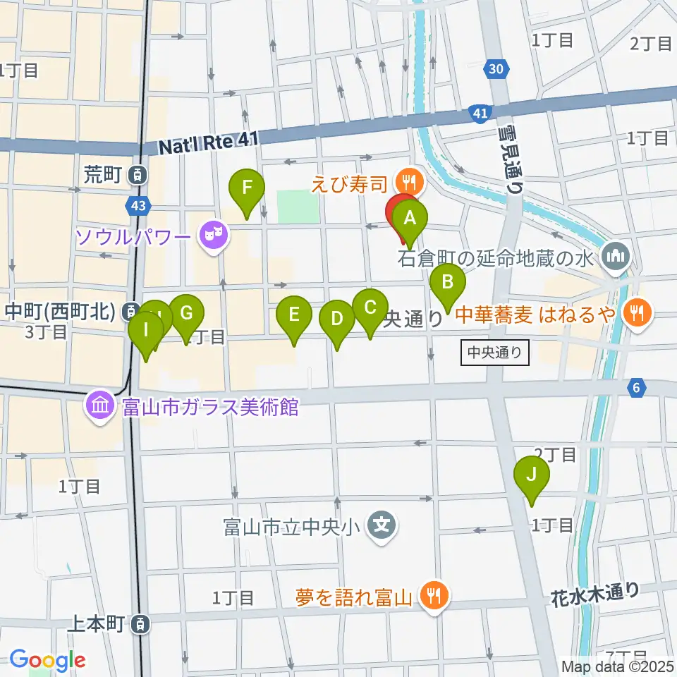 MPC富山周辺のカフェ一覧地図