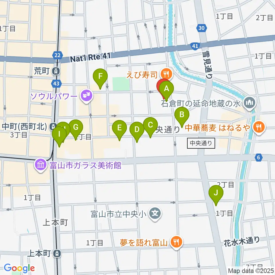 MPC富山周辺のカフェ一覧地図