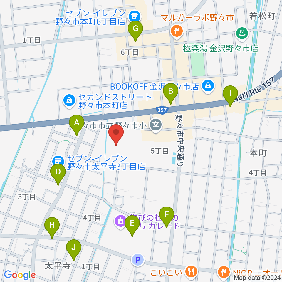 野々市市文化会館フォルテ周辺のカフェ一覧地図