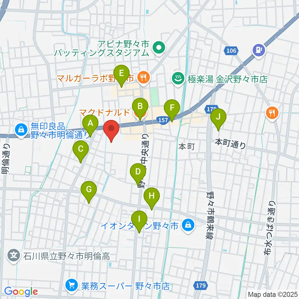 野々市市文化会館フォルテ周辺のカフェ一覧地図