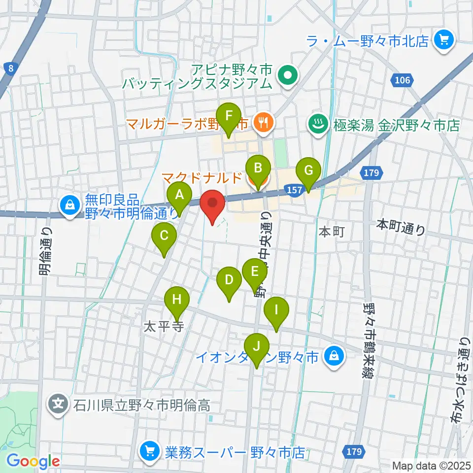 野々市市文化会館フォルテ周辺のカフェ一覧地図