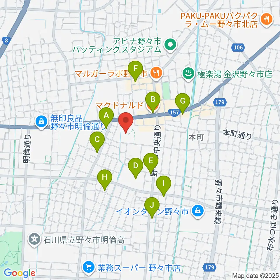 野々市市文化会館フォルテ周辺のカフェ一覧地図
