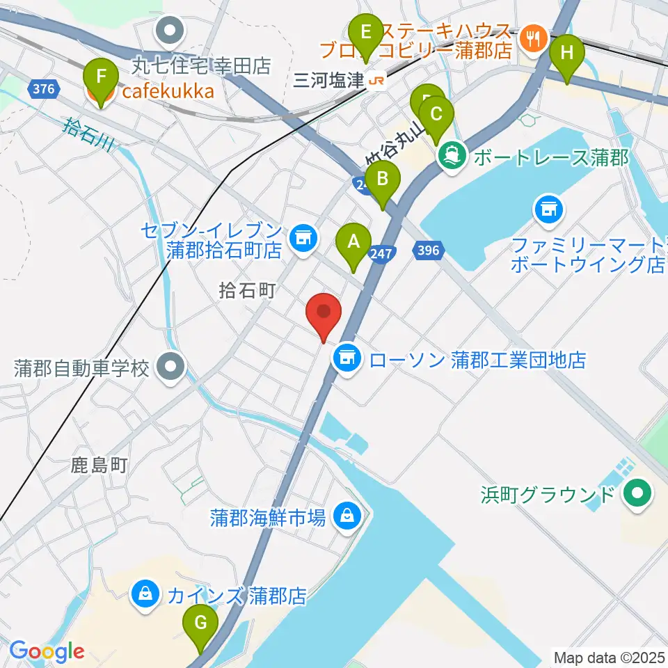 オリエント楽器 ヤマハ蒲郡中央センター周辺のカフェ一覧地図