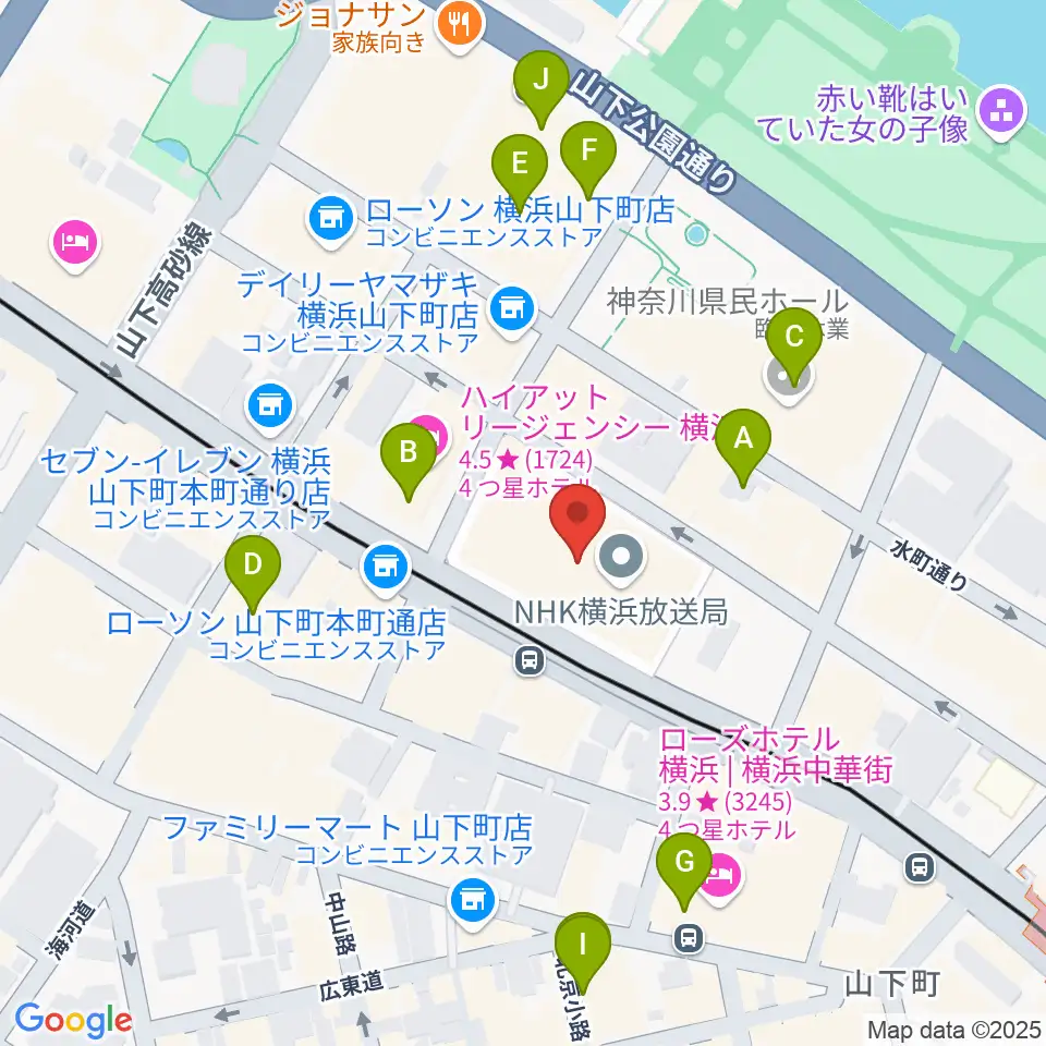 KAAT神奈川芸術劇場周辺のカフェ一覧地図